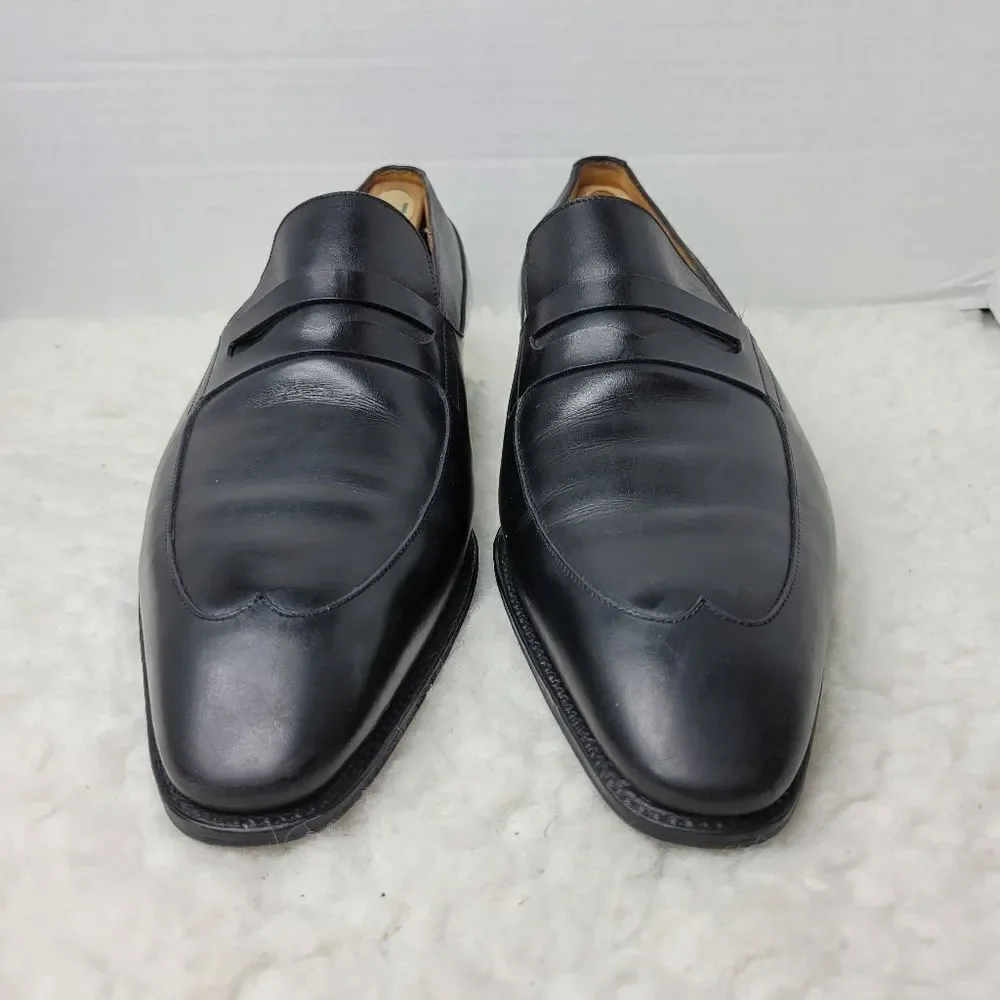 J.M. Weston Men's Penny Loafer Size 9 D Black Leather Pointed Toe Shoes